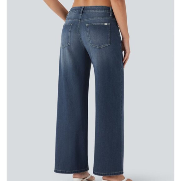 HALARA Women's NWT Flex Asymmetrical Low Rise Wide Leg Jeans | Size L Reg. - Picture 6 of 13